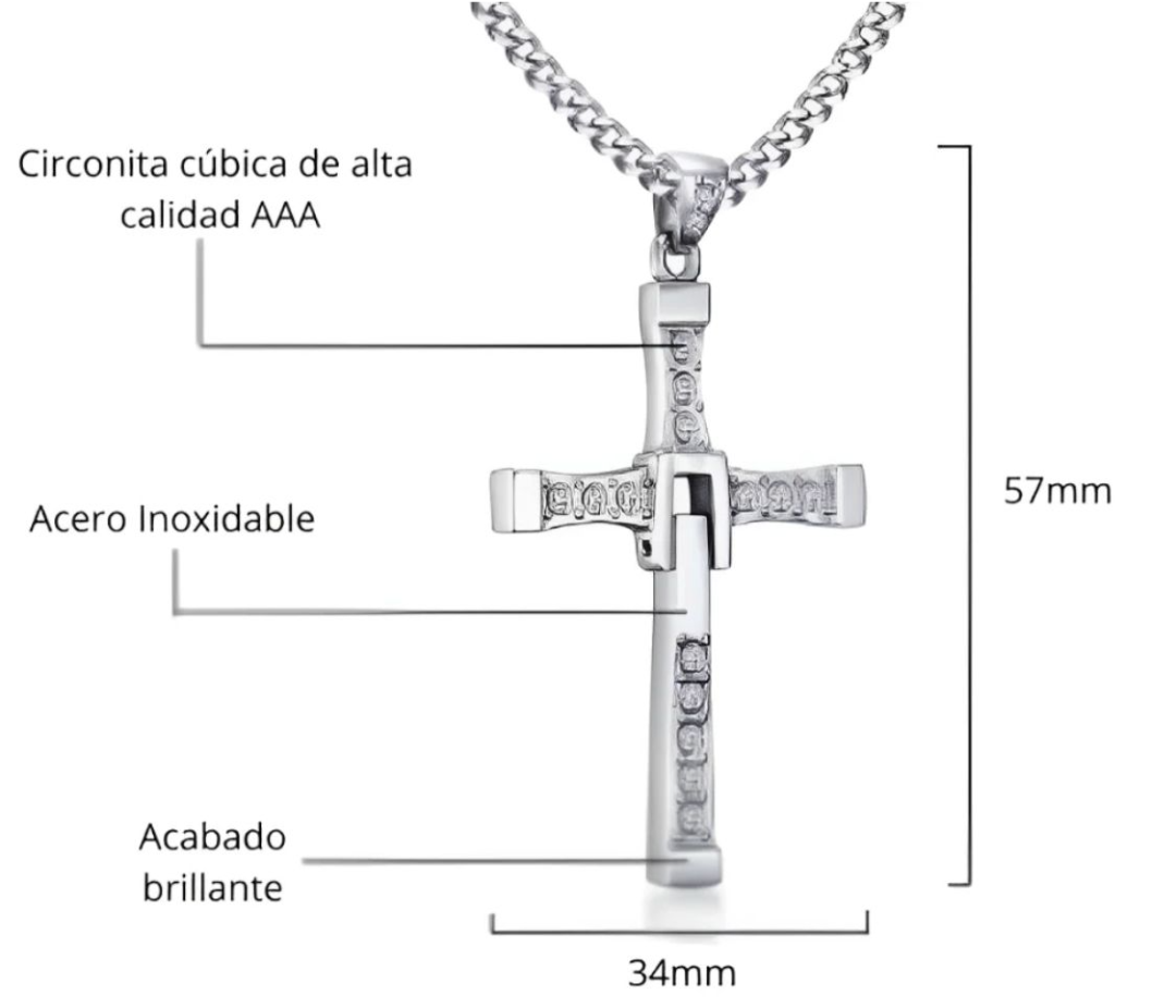 Collar cruz de acero inoxidable
